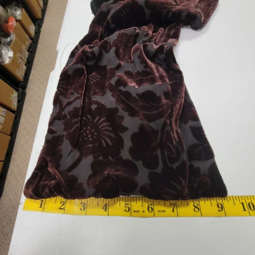 Petite Sophisticate Rayon Silk Velvet Burnout Scarf Brown Whimsigoth Witchy Y2K‎
